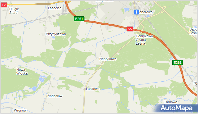 mapa Henrykowo gmina Święciechowa, Henrykowo gmina Święciechowa na mapie Targeo