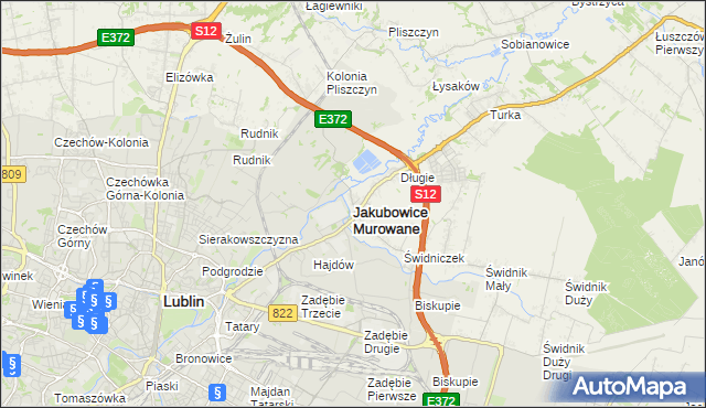 mapa Jakubowice Murowane, Jakubowice Murowane na mapie Targeo