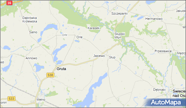 mapa Jasiewo, Jasiewo na mapie Targeo