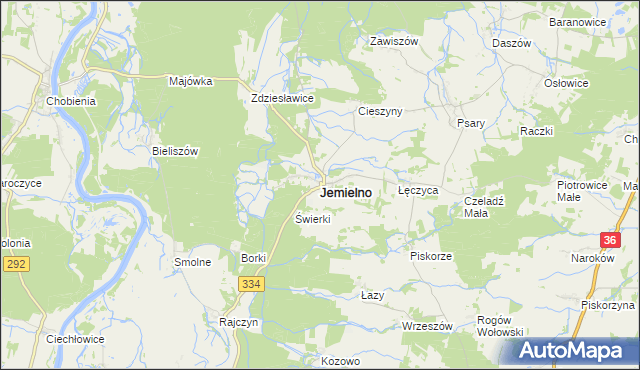 mapa Jemielno, Jemielno na mapie Targeo