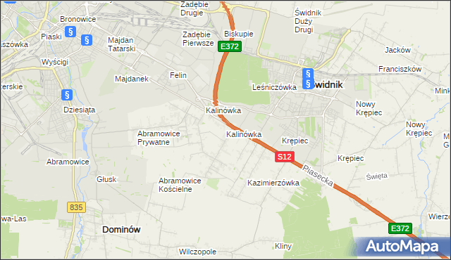 mapa Kalinówka gmina Głusk, Kalinówka gmina Głusk na mapie Targeo
