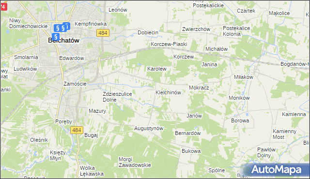 mapa Kielchinów, Kielchinów na mapie Targeo