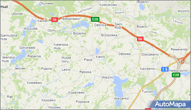 mapa Kielno gmina Szemud, Kielno gmina Szemud na mapie Targeo