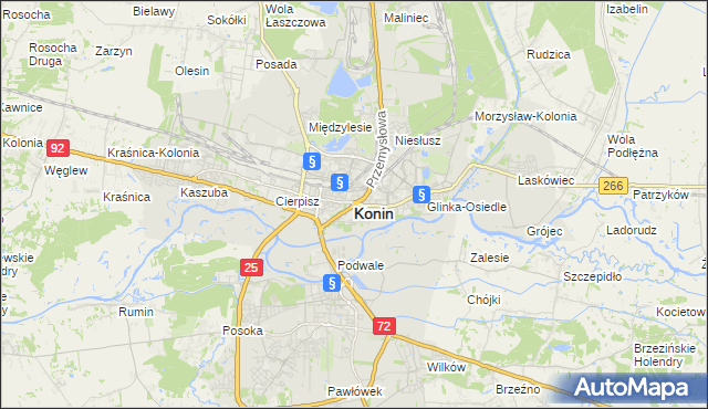 mapa Konina, Konin na mapie Targeo