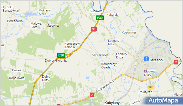 mapa Koroszczyn, Koroszczyn na mapie Targeo