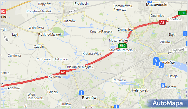 mapa Koszajec gmina Brwinów, Koszajec gmina Brwinów na mapie Targeo