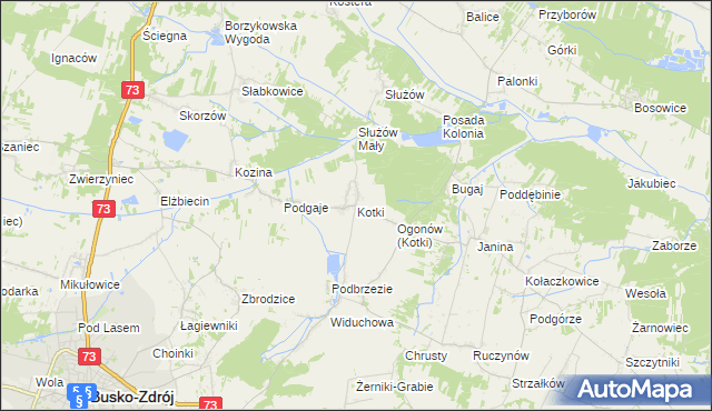 mapa Kotki gmina Busko-Zdrój, Kotki gmina Busko-Zdrój na mapie Targeo