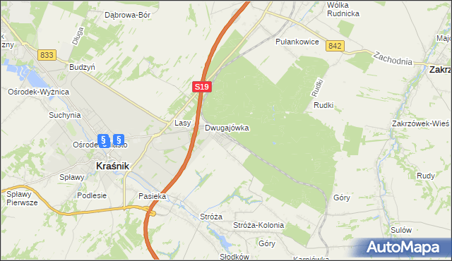 mapa Kraśnik powiat kraśnicki, Kraśnik powiat kraśnicki na mapie Targeo