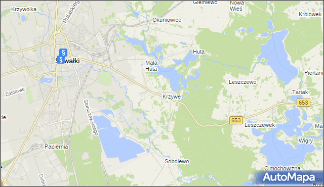 mapa Krzywe gmina Suwałki, Krzywe gmina Suwałki na mapie Targeo