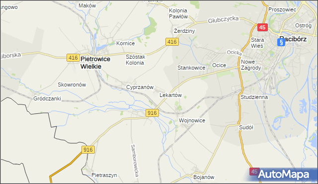 mapa Lekartów, Lekartów na mapie Targeo