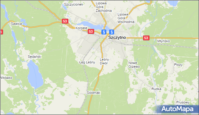 mapa Leśny Dwór gmina Szczytno, Leśny Dwór gmina Szczytno na mapie Targeo