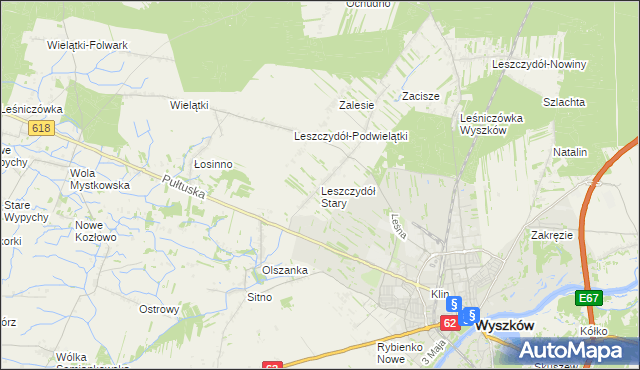 mapa Leszczydół Stary, Leszczydół Stary na mapie Targeo