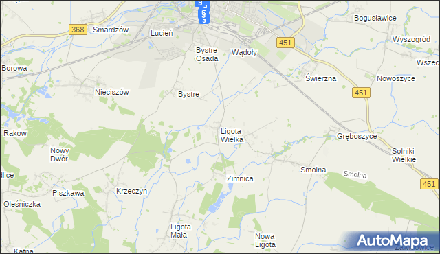 mapa Ligota Wielka gmina Oleśnica, Ligota Wielka gmina Oleśnica na mapie Targeo