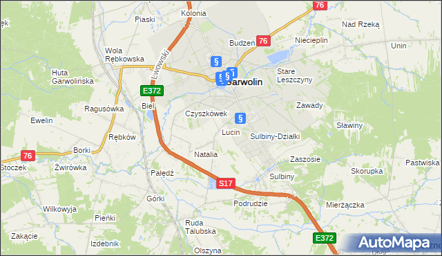 mapa Lucin gmina Garwolin, Lucin gmina Garwolin na mapie Targeo