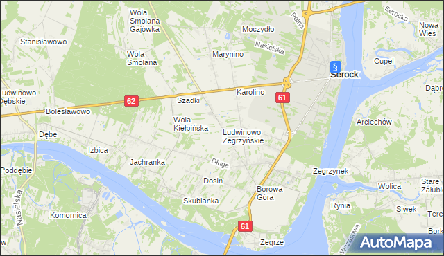 mapa Ludwinowo Zegrzyńskie, Ludwinowo Zegrzyńskie na mapie Targeo
