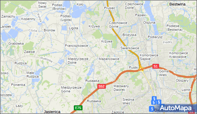 mapa Mazańcowice, Mazańcowice na mapie Targeo