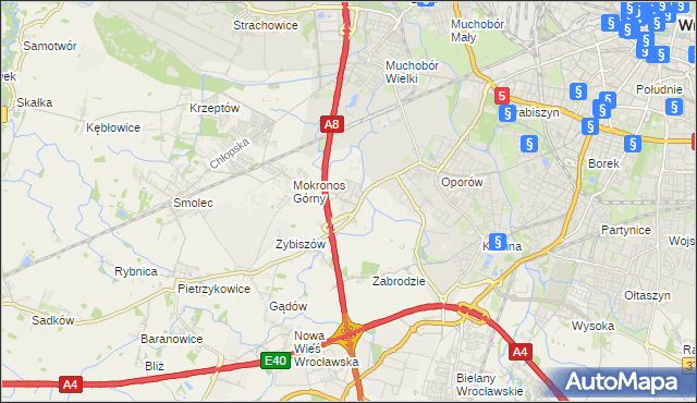 mapa Mokronos Dolny, Mokronos Dolny na mapie Targeo