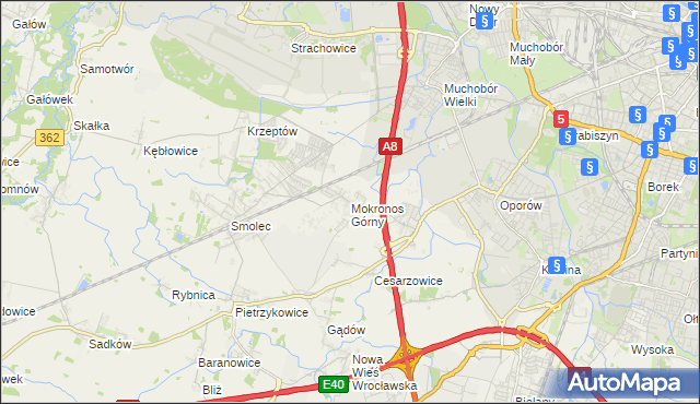 mapa Mokronos Górny, Mokronos Górny na mapie Targeo