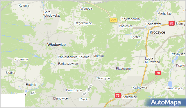 mapa Morsko gmina Włodowice, Morsko gmina Włodowice na mapie Targeo