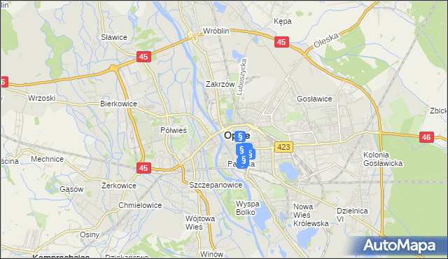 mapa Opola, Opole na mapie Targeo