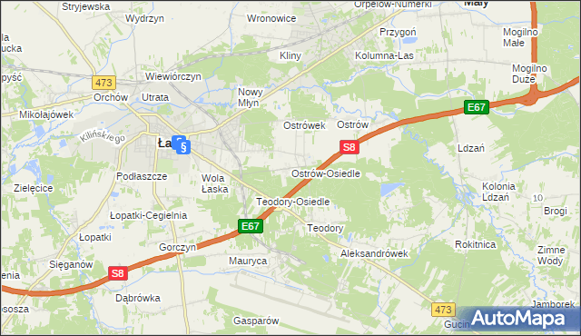 mapa Ostrów-Osiedle, Ostrów-Osiedle na mapie Targeo