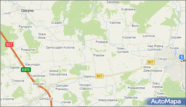 mapa Piastów gmina Żelechów, Piastów gmina Żelechów na mapie Targeo