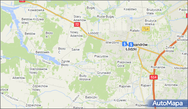 mapa Placydów, Placydów na mapie Targeo