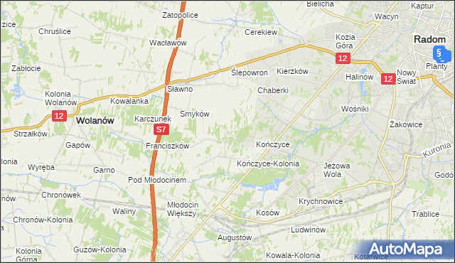 mapa Podkończyce, Podkończyce na mapie Targeo