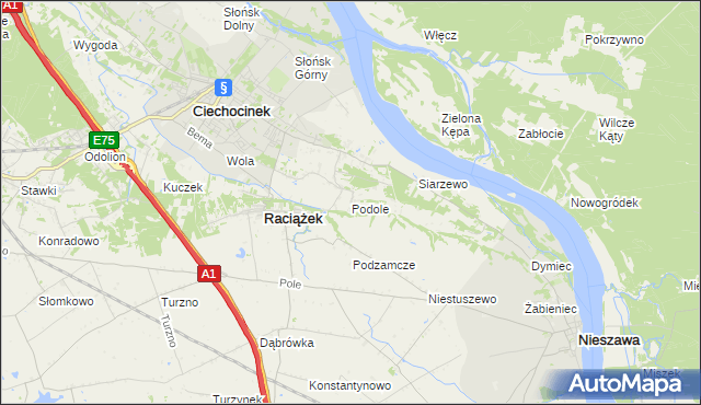mapa Podole gmina Raciążek, Podole gmina Raciążek na mapie Targeo