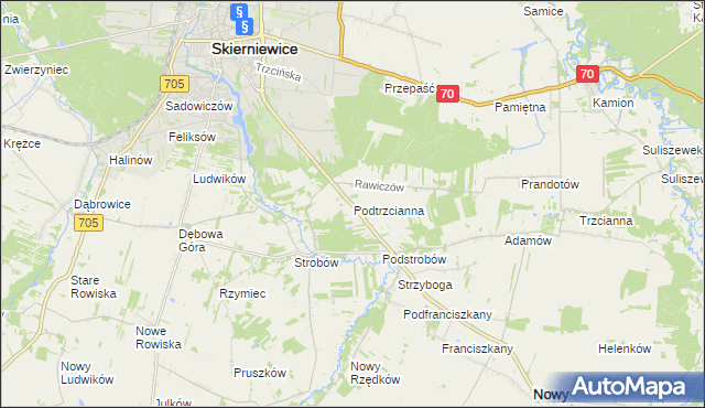 mapa Podtrzcianna, Podtrzcianna na mapie Targeo