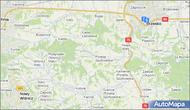 mapa Poręba Spytkowska, Poręba Spytkowska na mapie Targeo