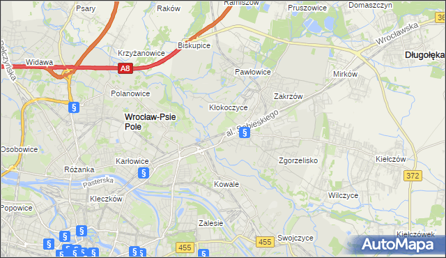mapa Psie Pole gmina Wrocław, Psie Pole gmina Wrocław na mapie Targeo