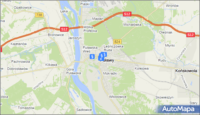 mapa Puław, Puławy na mapie Targeo
