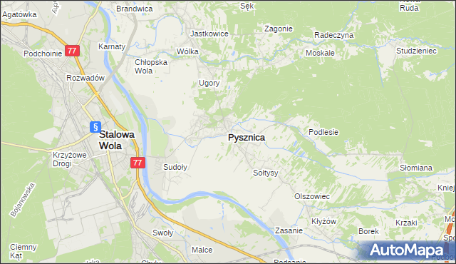 mapa Pysznica, Pysznica na mapie Targeo