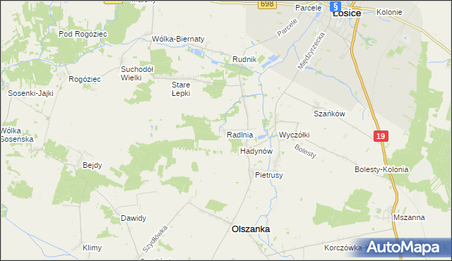 mapa Radlnia, Radlnia na mapie Targeo
