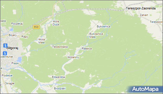 mapa Ratwica, Ratwica na mapie Targeo