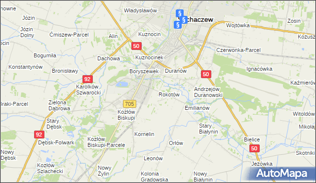 mapa Rokotów, Rokotów na mapie Targeo