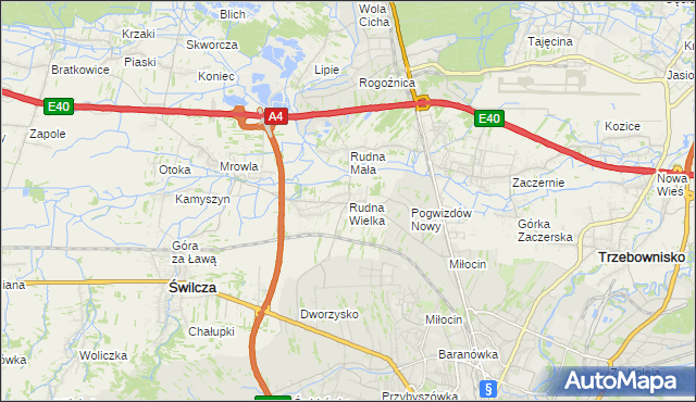 mapa Rudna Wielka gmina Świlcza, Rudna Wielka gmina Świlcza na mapie Targeo