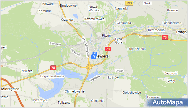 mapa Siewierz, Siewierz na mapie Targeo
