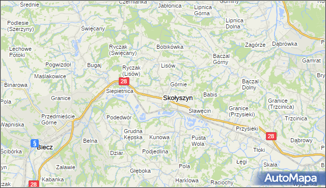 mapa Skołyszyn, Skołyszyn na mapie Targeo