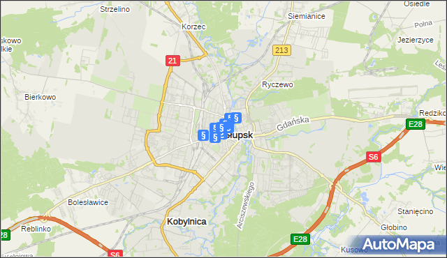 mapa Słupska, Słupsk na mapie Targeo