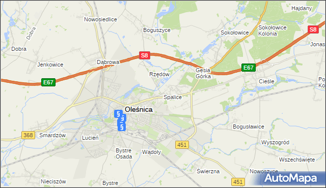 mapa Spalice, Spalice na mapie Targeo