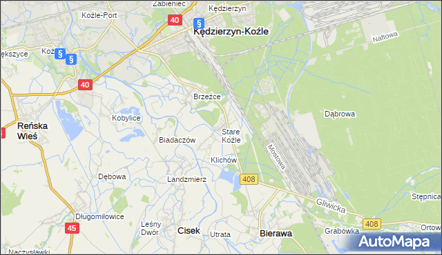 mapa Stare Koźle, Stare Koźle na mapie Targeo