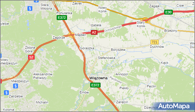 mapa Stefanówka gmina Wiązowna, Stefanówka gmina Wiązowna na mapie Targeo