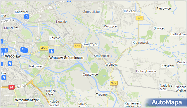 mapa Strachocin gmina Wrocław, Strachocin gmina Wrocław na mapie Targeo