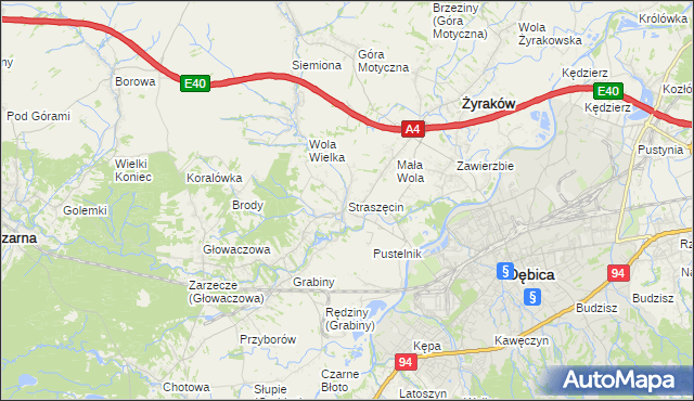 mapa Straszęcin, Straszęcin na mapie Targeo