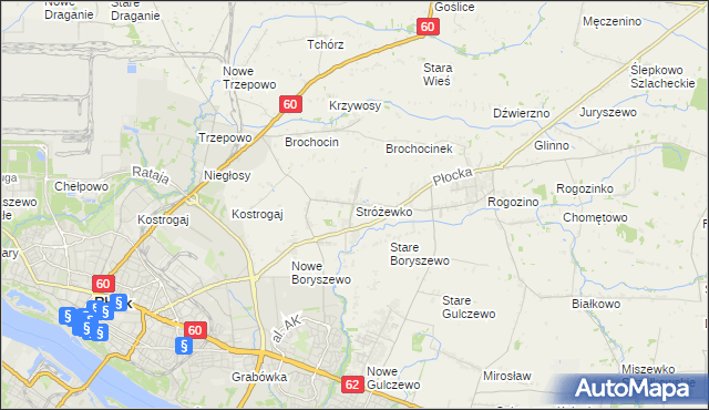 mapa Stróżewko gmina Radzanowo, Stróżewko gmina Radzanowo na mapie Targeo