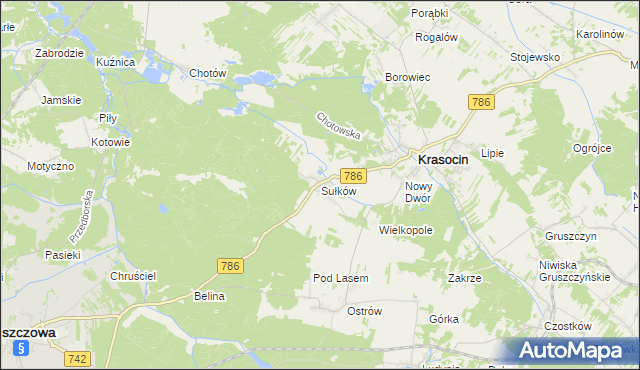 mapa Sułków gmina Krasocin, Sułków gmina Krasocin na mapie Targeo