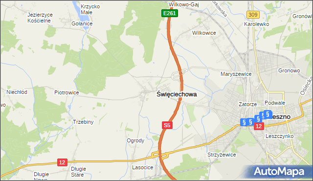 mapa Święciechowa, Święciechowa na mapie Targeo