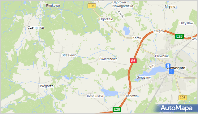 mapa Świerczewo gmina Nowogard, Świerczewo gmina Nowogard na mapie Targeo